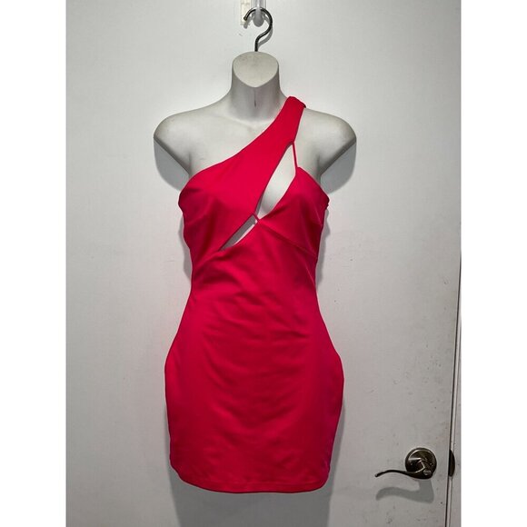 Superdown Maliya One Shoulder Mini Dress in Neon Pink  Size XS - Picture 3 of 9